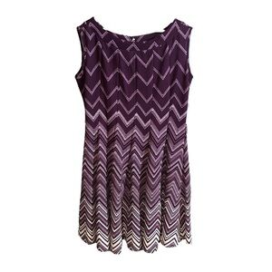 HAANI Women's Midi Pleated Fit & Flared Dress Sleeveless Purple Petite Size PXL